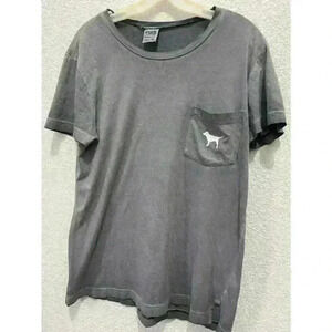 Victoria Secret PINK Women's Dog Graphic Gray‎ Round Neck S/S Shirt Size XS